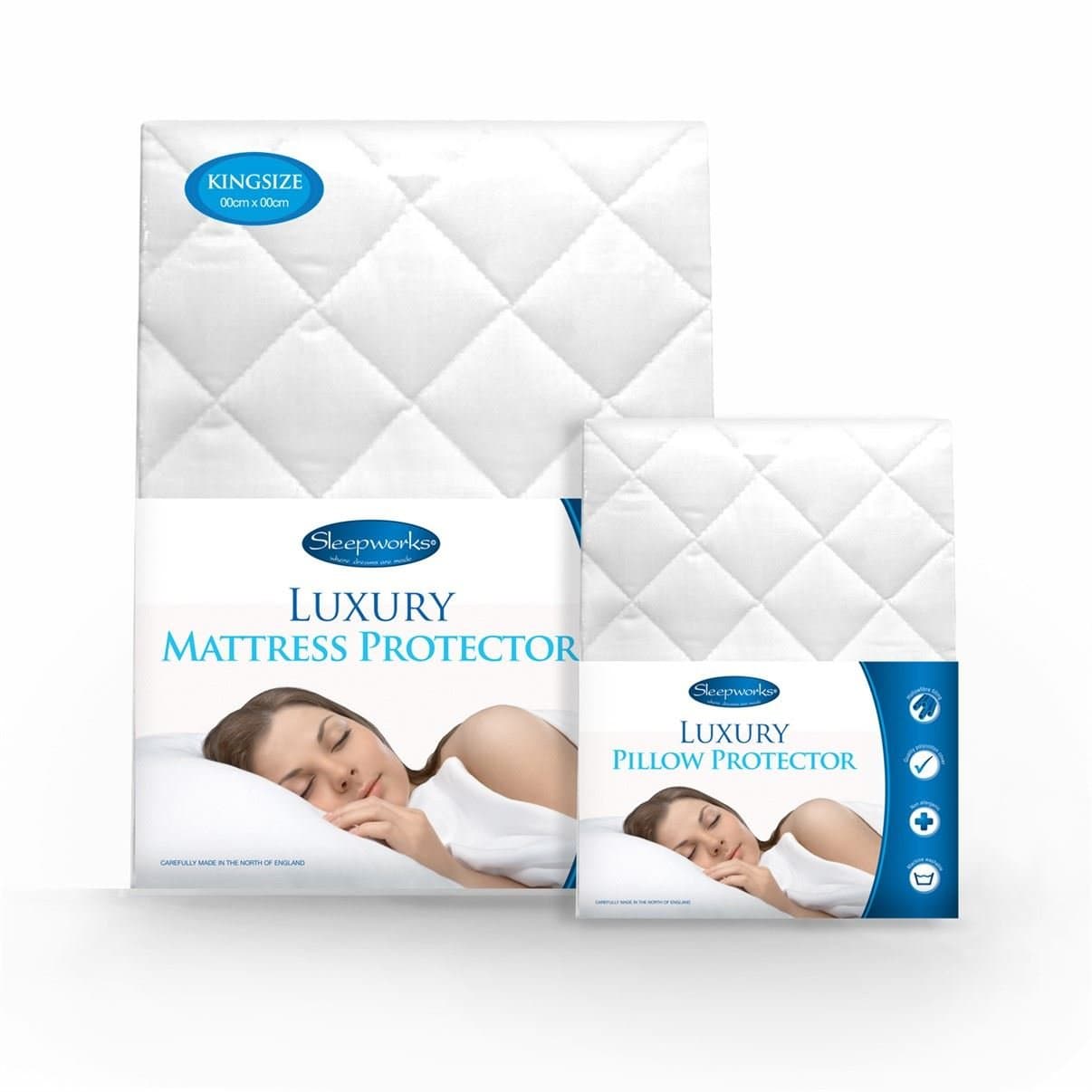 Sleepworks14" Extra Deep Quilted Superking Bed Size Polycotton Mattress Protector 35cm