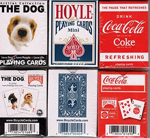 Hoyle Mini Playing Cards Pack (3 Deck Set- The Dog, Hoyle &amp; Coca Cola)