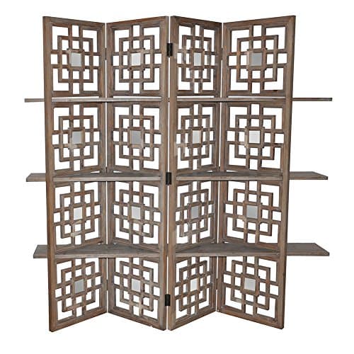 Spring Creek Driftwood and Mirror Screen 3-Shelf Bookshelf