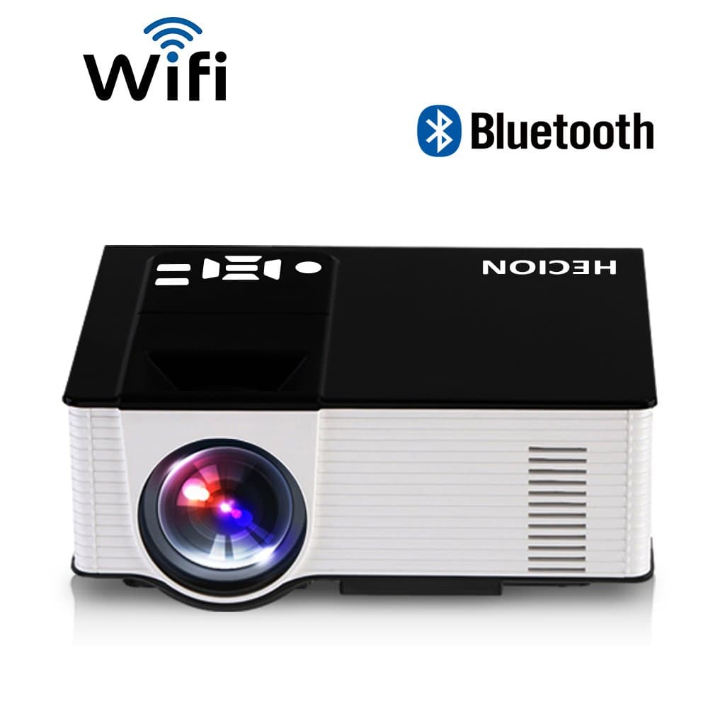 Mini LED WiFi Wireless Projector Android 4.4 system Support 1080P 1500 Lumens via USB connect mouse and keyboard Office/Home Theater Cinema Video Games Support HD HDMI USB SD AV -HC319