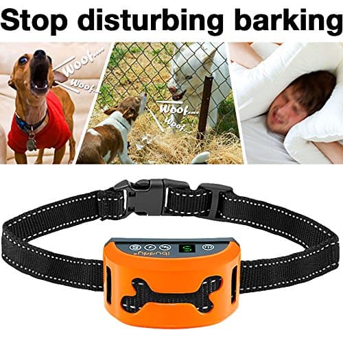 iBuddy Bark Collar for Small/Medium/Large Dogs, [2018 Upgrade Version] USB Rechargeable Safety No Bark Collar with LCD Display and Beep/Vibration/Harmless Shock Mode Waterproof Bark Control Collar