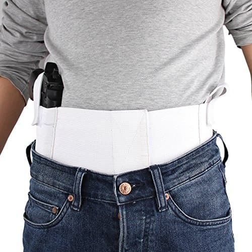 LINIXU Belly Band with 2 Mag Pouches White (Medium 33-38inches)