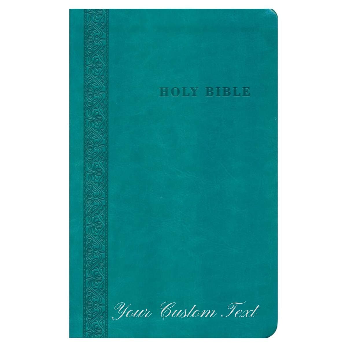 Personalized Bible Custom Text KJV Thinline Reference Bible Portable Easy-to-Read Turquoise King James Version Custom Made Gift for Baptism Christenings Birthdays Celebrations