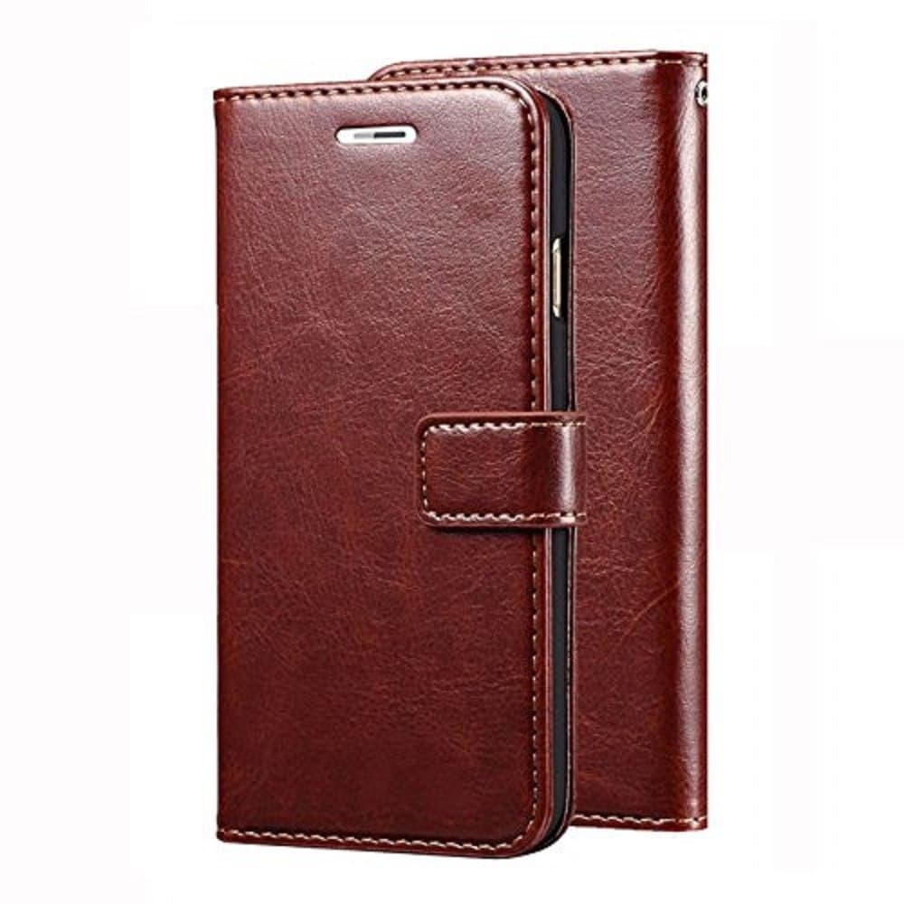 Lychee Vintage Artificial Leather Wallet Flip Book Cover Case for Apple iPhone 6 (Brown)