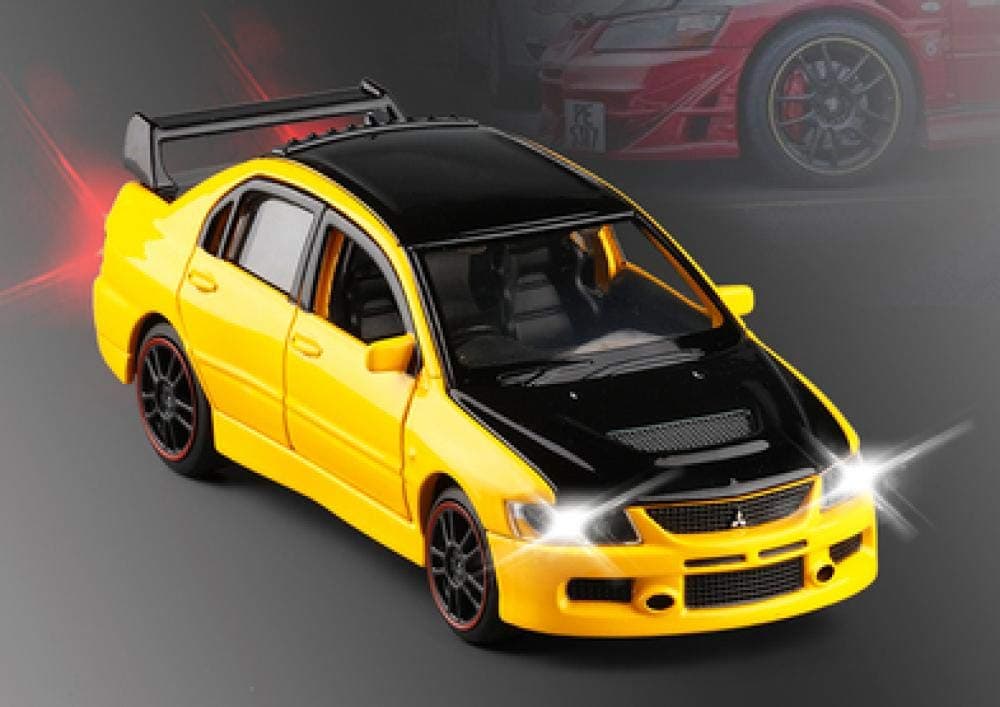HCBYJ Car Model Kit 1/32 Mitsubishi Lancer EVO IX 9 RHD Diecast Model Car Toys for Kids Gifts