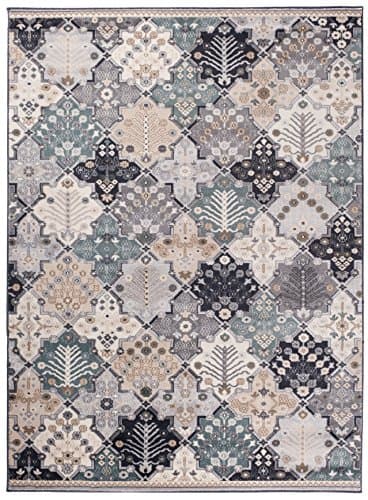 Carpeto Area Rug Large Oriental Traditional Patchwork Light Grey Carpet 6'6'' x 9'8'' ft - 200 x 300 cm Ayla Collection