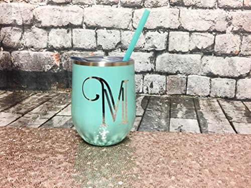 Personalized Metal Wine Glasses - Chrome Letter - Monogram