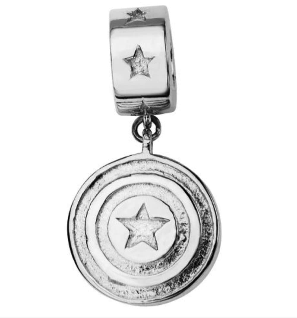 Official Marvel Captain America Shield Logo Sterling Silver Hanging Charm