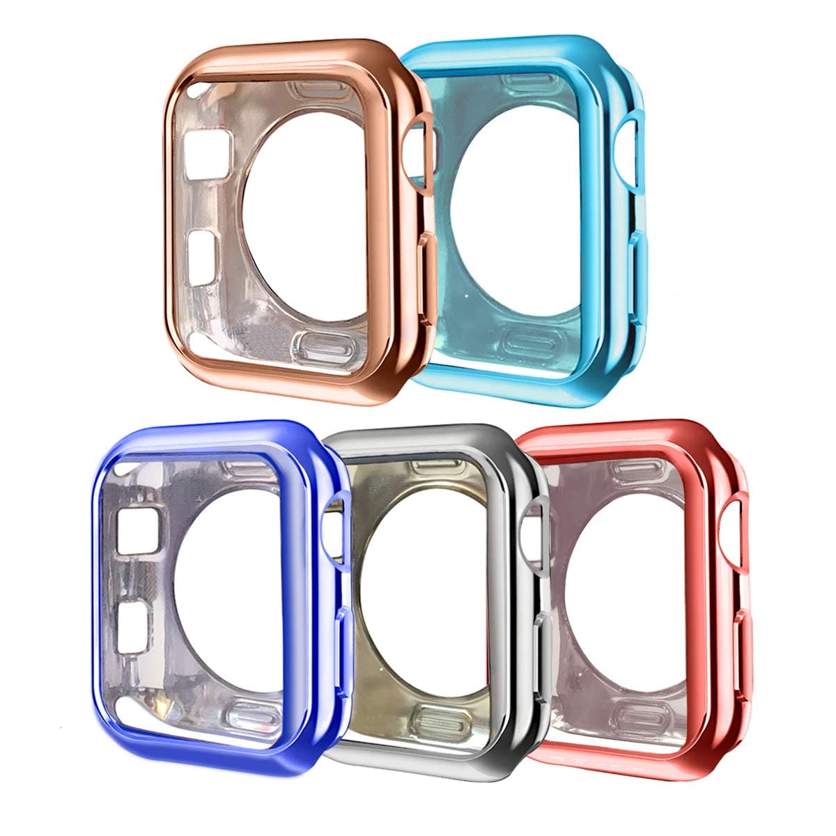 ISENXI Compatible with Apple Watch Case 38mm,5 Pack Soft TPU Ultra-Slim Lightweight Bumper Scratch Resistant Protective Case Cover Compatible with Apple Watch Series 3 2 1 (5Pack-X)