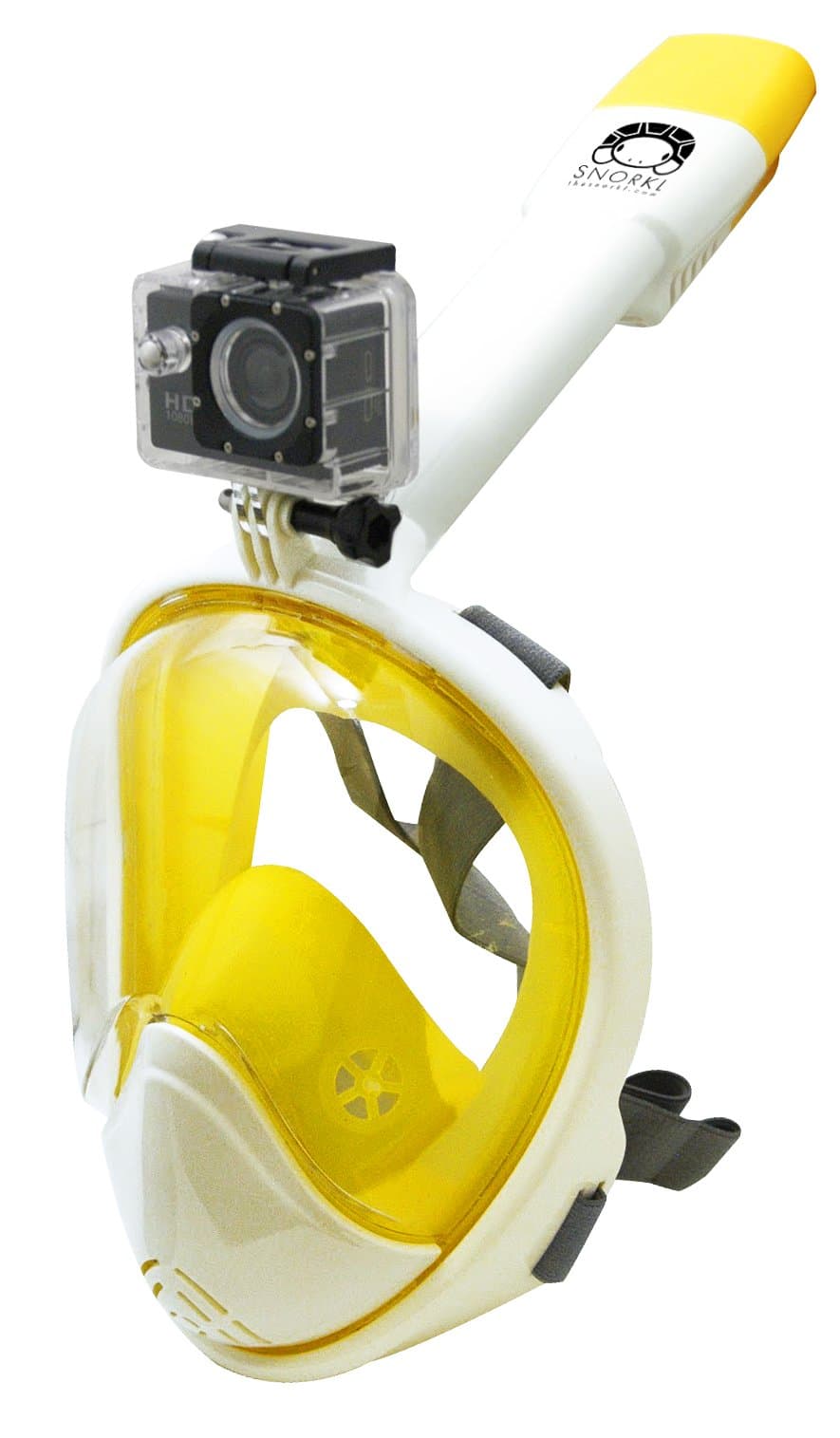 The Snorkl 2.0 - The original and The most advanced Full Face Snorkeling mask (Yellow/white, L/XL)