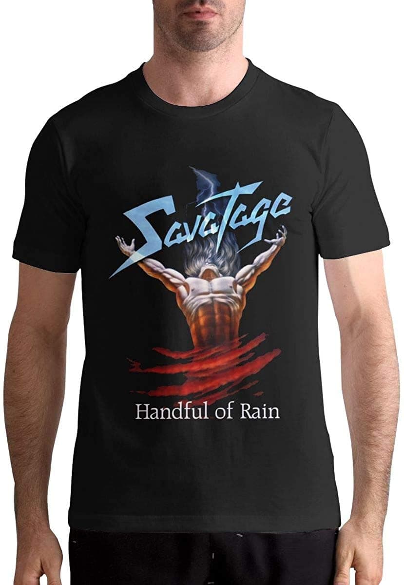 X6Better Savatage Breathable Mans Tops Short Sleeve Pattern Tees Black T-Shirt
