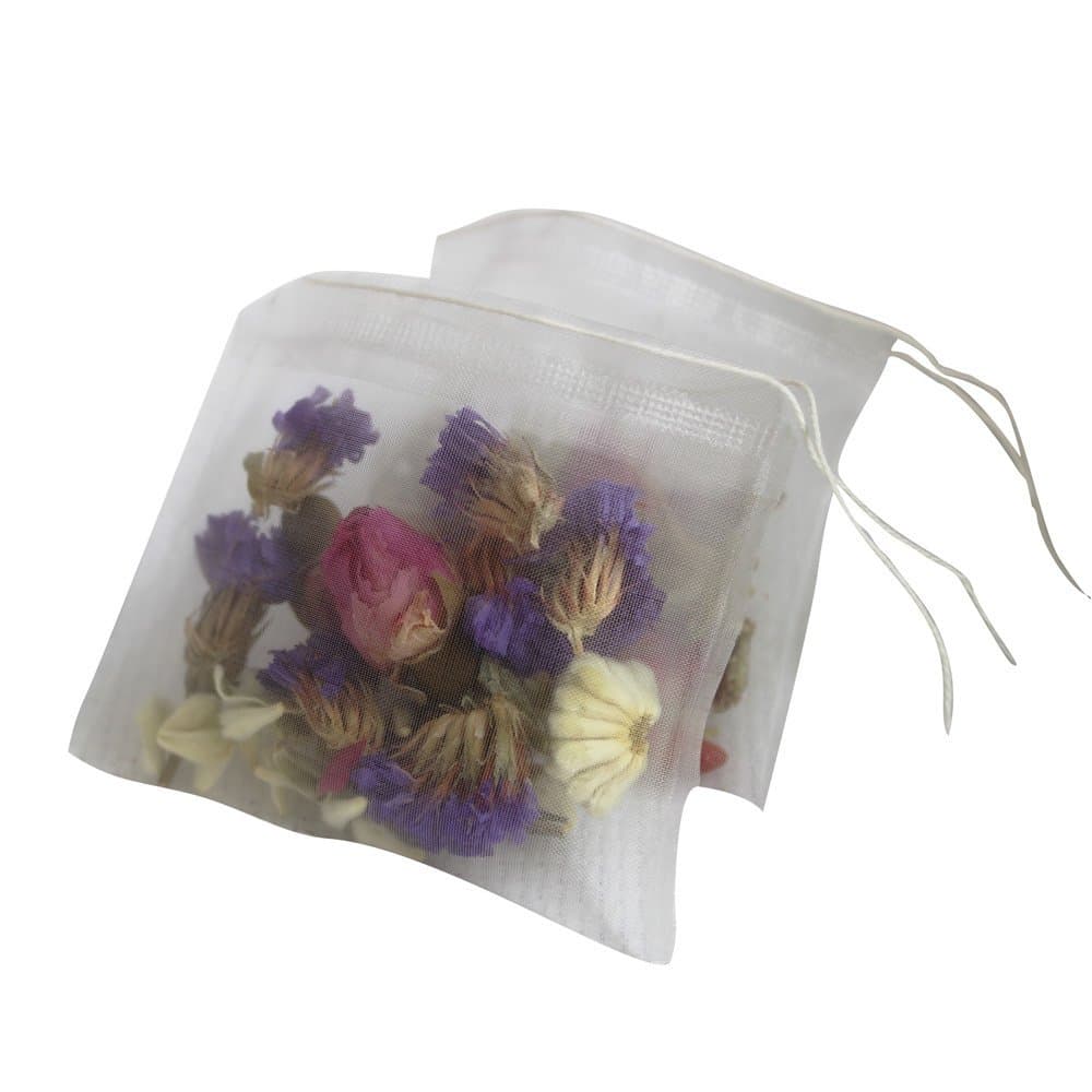 Lucklovely Empty Heat Sealing Nylon Tea Filter Bags with String for Loose Tea 2.63"2.76" 200Pcs