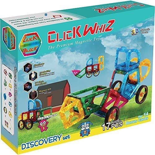 ClickWhiz 3-D Magnetic Construction Toy-17 Piece Discovery Set