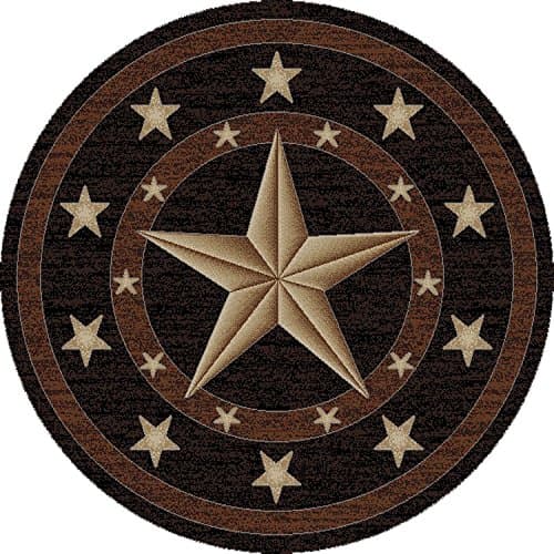 Rustic Lodge, Texas Star Area Rug, 7'10" Round, Black 3683