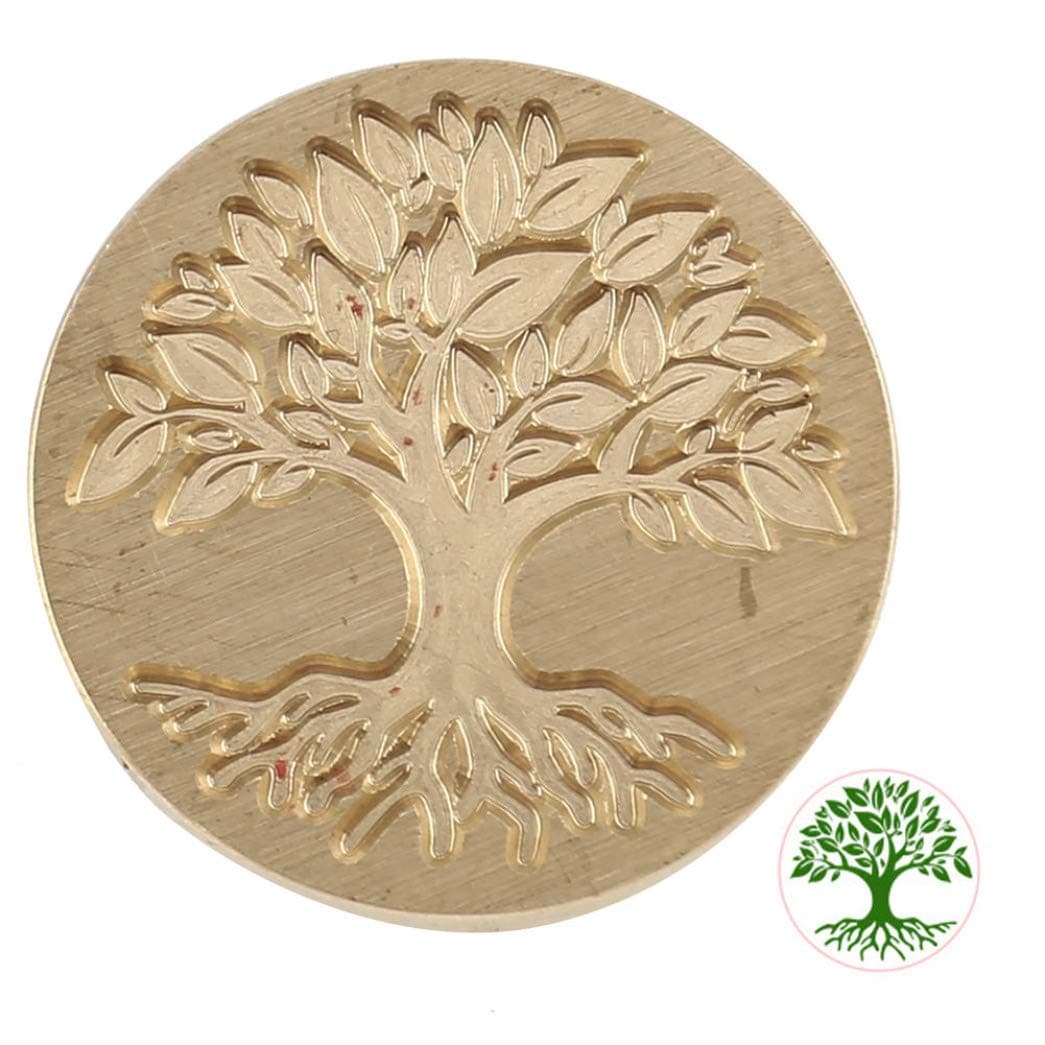 yangzhoujinbei Practical 12 Types Copper Head Stamp Paint Wax Envelope Sealing Seal with Wood Handle(None Life Tree Series 02)