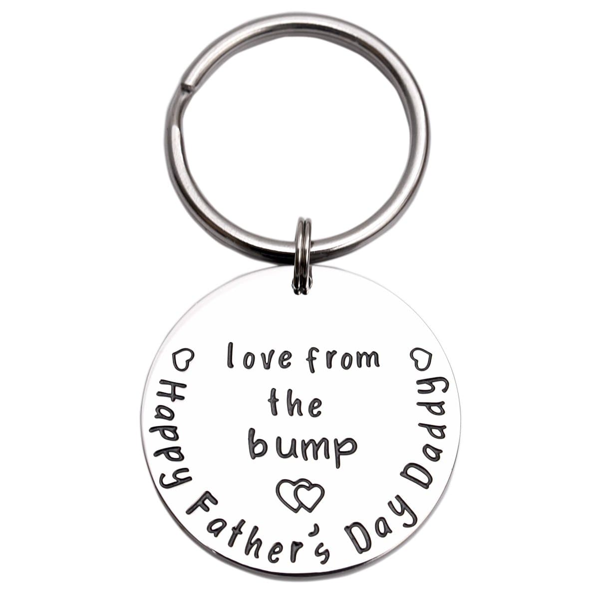LParkin First Love from The Bump Happy Daddy to Be Gift Keychain Keyring Stainless Steel Father to Be Gifts