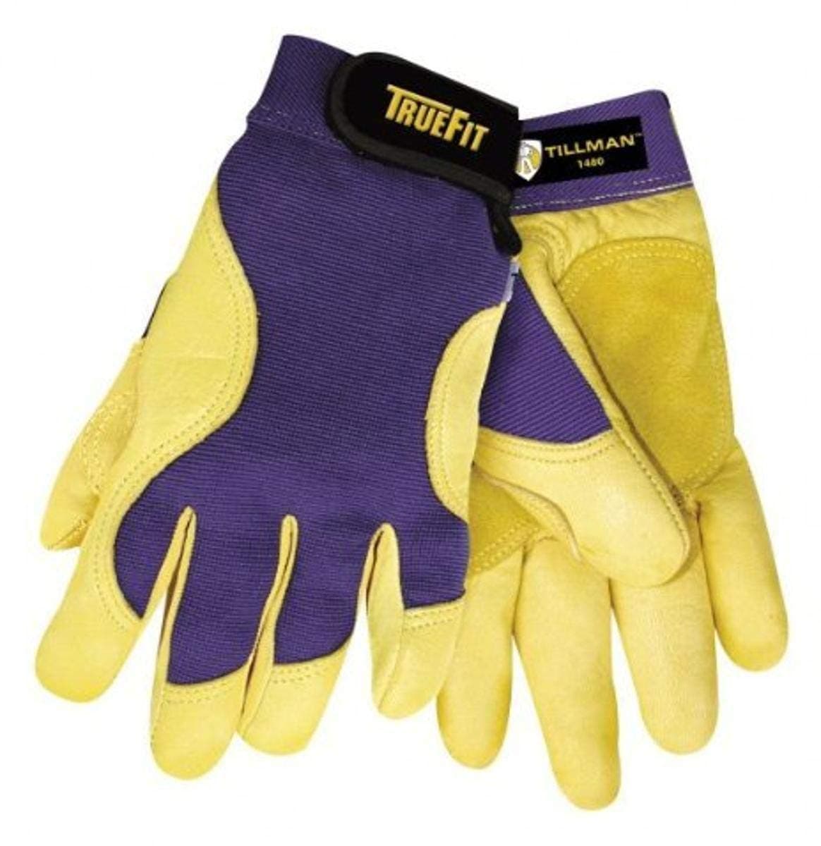 John Tillman 1480M Medium Blue/Gold True Fit Full Finger Top Grain Spandex/Deerskin Premium Mechanics Gloves