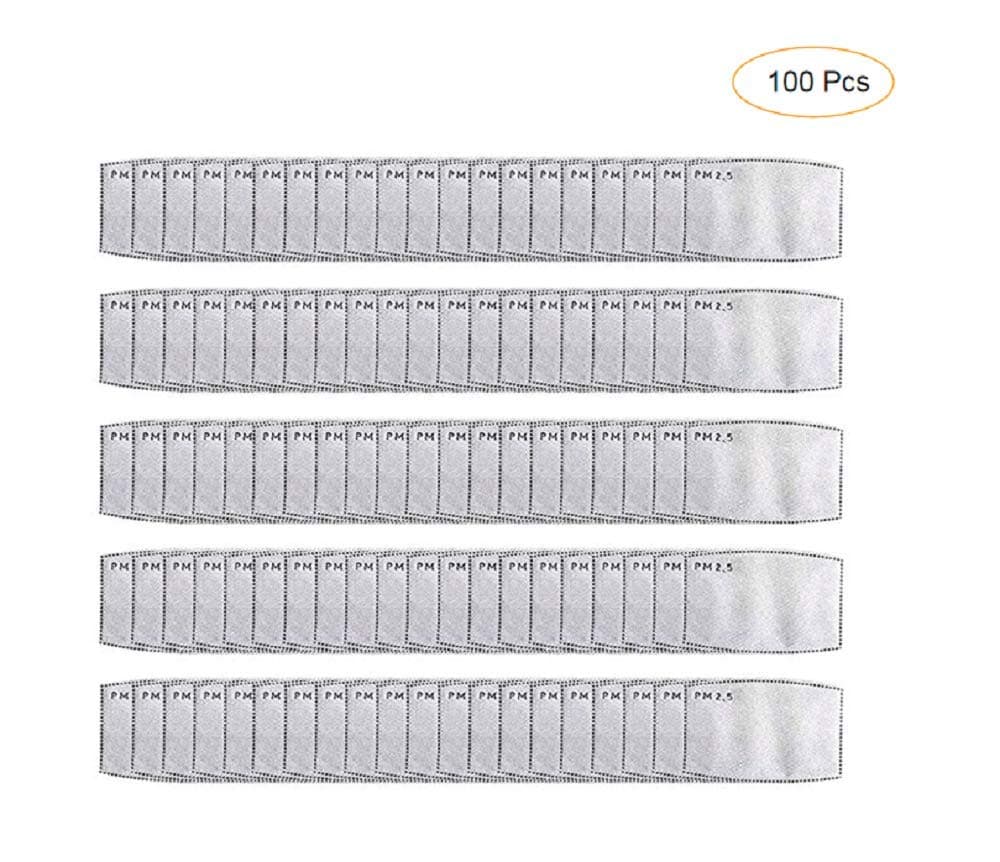 Caviotess 100 Pcs Children Kids PM2.5 Activated Carbon Filter Insert 5 Layers Protective Filter Cartridges & Filters Replacement
