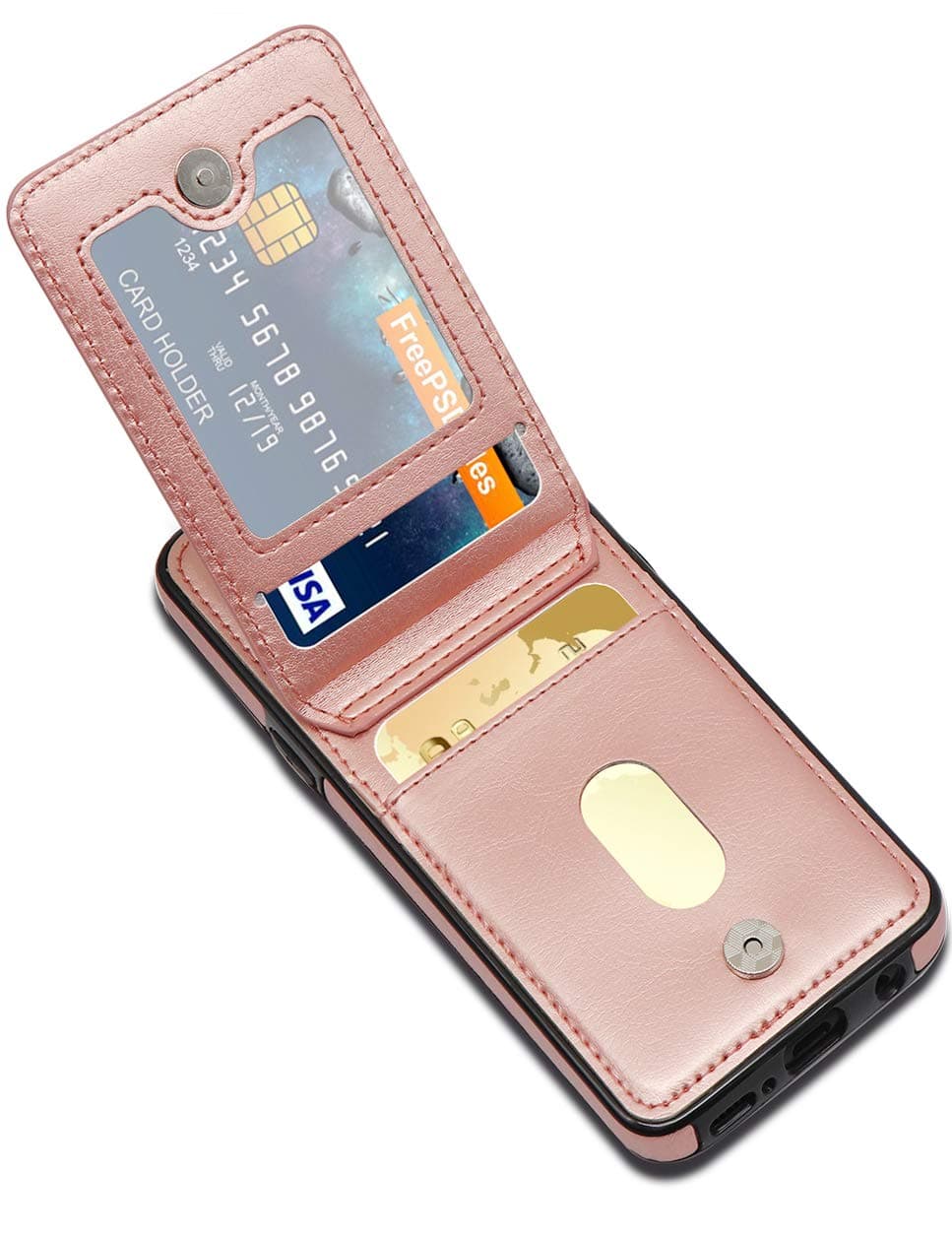 LakiBeibi Wallet Phone Case for Galaxy S9 Dual Layer Lightweight Premium Leather with Card Slots Magnetic Lock Folio Flip Protective Cover for Samsung Galaxy S9 5.8 Inch (2018) - Rose Gold