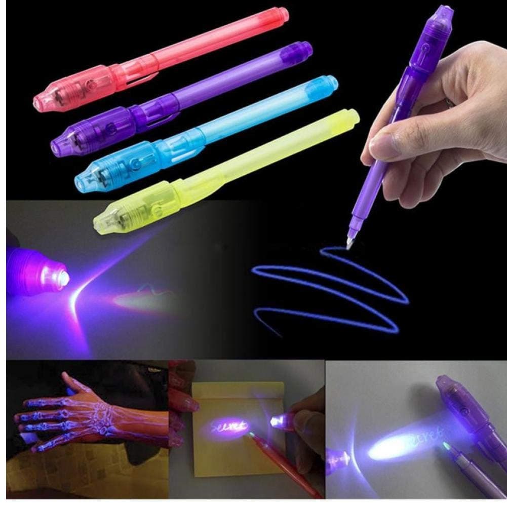 4pcs Multifunction Magic Led Lights Invisible Yanchao Light Pen 2 In 1 Uv Black Light Combination Of Creative Ink Pen Miniatures #2DQ