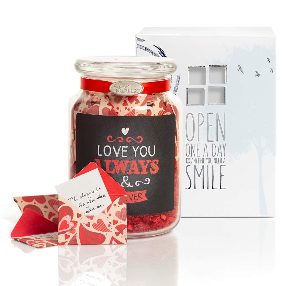 Glass Keepsake Gift Jar with Romantic Love Messages (for Couples) - Heart Garden Loving You Always