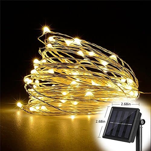 33FT 100Leds T HomeLight Solar Power String Light ON/OFF Flash 2 Mode Copper Decor Led Light, Patio, Yard, Travel, Motor Home (Warm White)