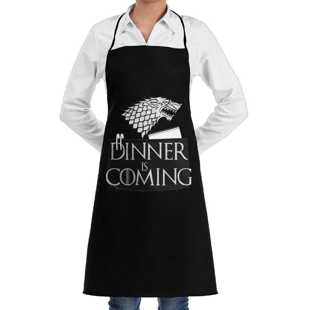 Dinner Is Coming Chef Apron With Pocket Bib Apron Kitchen Apron Gifts For Women Men BBQ Baking And Cooking-Black