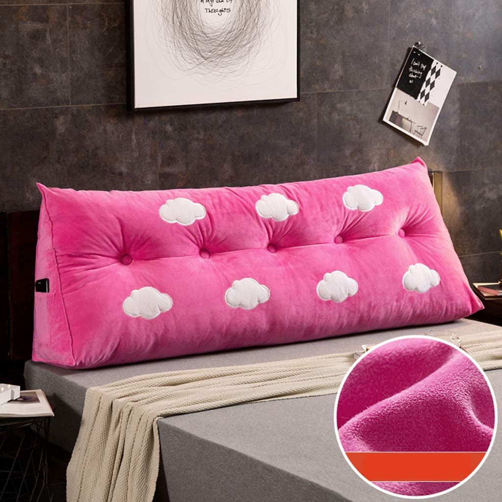 Nclon Triangular Cuña Cojines Triangulares,Tridimensionales Lavable Tatami Almohadas Cabecera Almohada Esteras,Grande Cama Cabecero Cojines-Rosado 150x22x50cm(59x9x20inch)