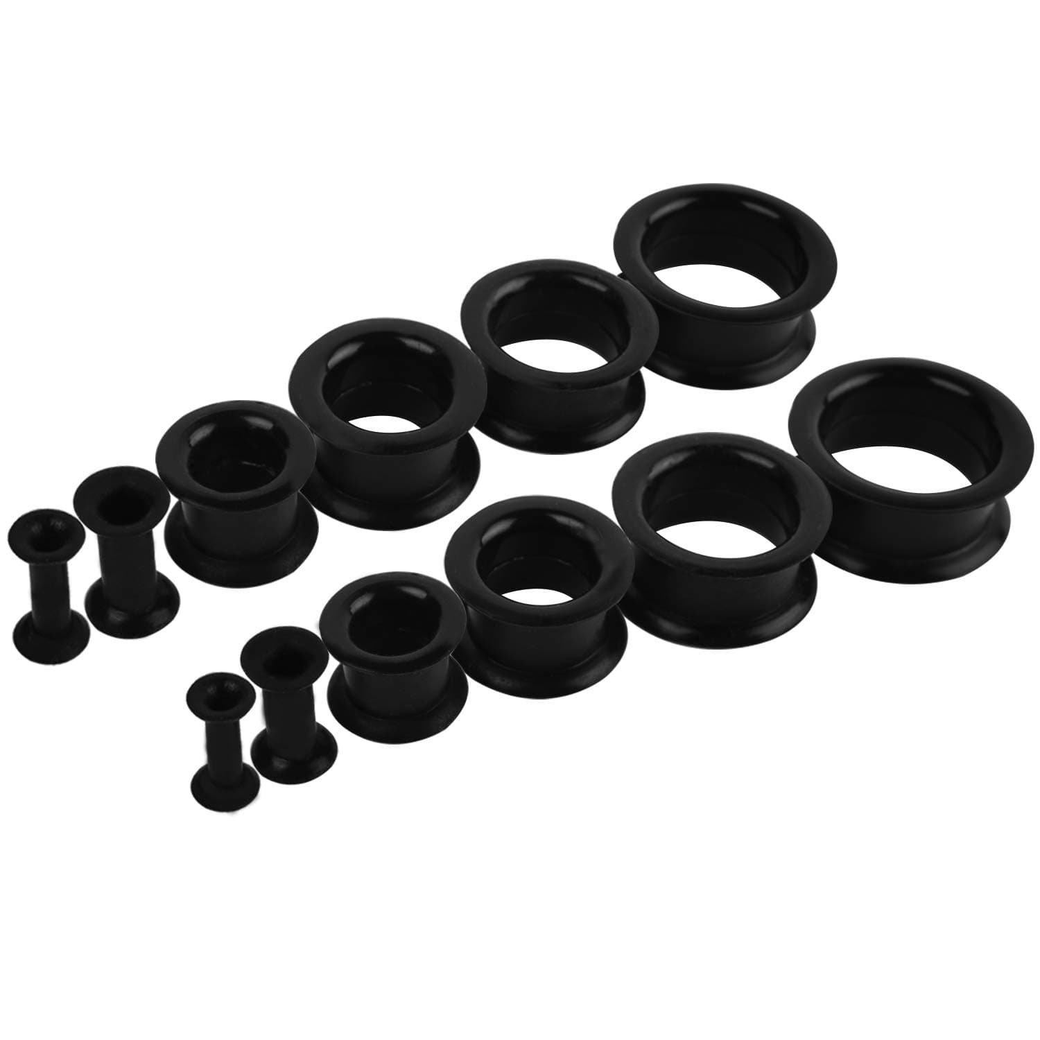 WBRWP 28pcs 8g-1" Ear Stretching kit Set - Hollow Hard Silicone Plugs and Tunnels - Ear Expander Gauges Stretcher Body Piercing Jewelry