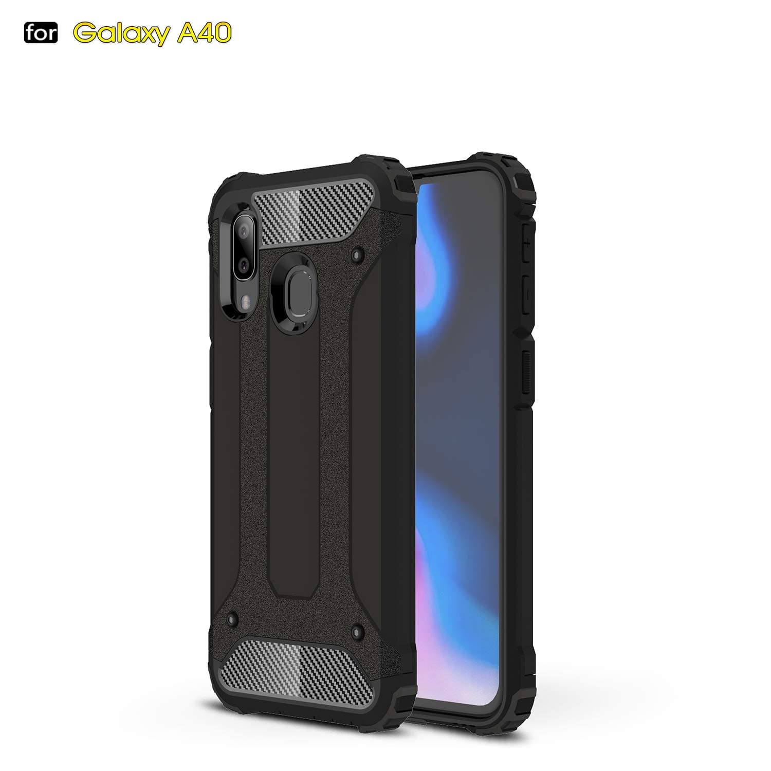 ZCHENG Samsung Galaxy A40 Case, Full Body Rugged Case, [2 in One] with Heavy Duty Protection Shock Resistant Rugged Cover, Suitable for Samsung Galaxy A40s(Black)