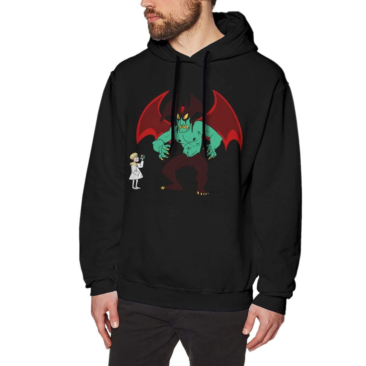 DeyAope Devilman Crybaby Red Devilman Men's Classic Hoodie Sweatshirt with Drawstring Black