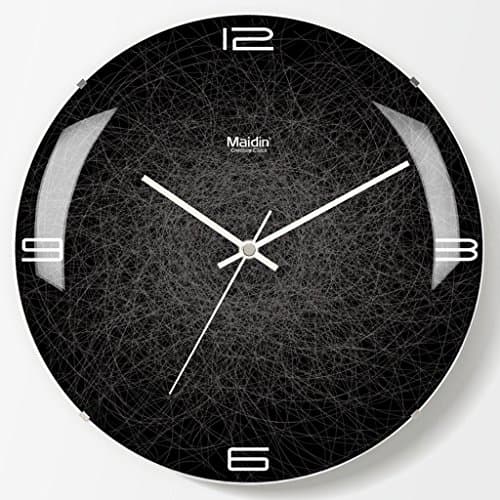 DORE HOME Restaurant Wall Clock, Round Frameless Glass Wall Clock, Cafe Silent Wall Clock, Suitable For Bedroom Book Room Office Living Room Black A+ (Color : C, Size : 20x20CM)