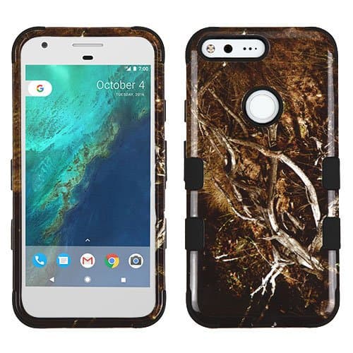 Google Pixel Case (2016), Rock Me Wireless (TM) 2 items Bundle - 24K Gold Plating Sticker and [Military-Grade Certified] Triple Layers Hybrid Protective Case Cover. (Yellow / Black Vine)