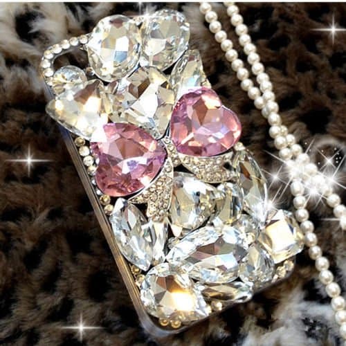 davided™Pink luxury Bling Diamond Gem Flower Crystal Hard Case Cover For Various Phones (Microsoft Lumia 640 XL)