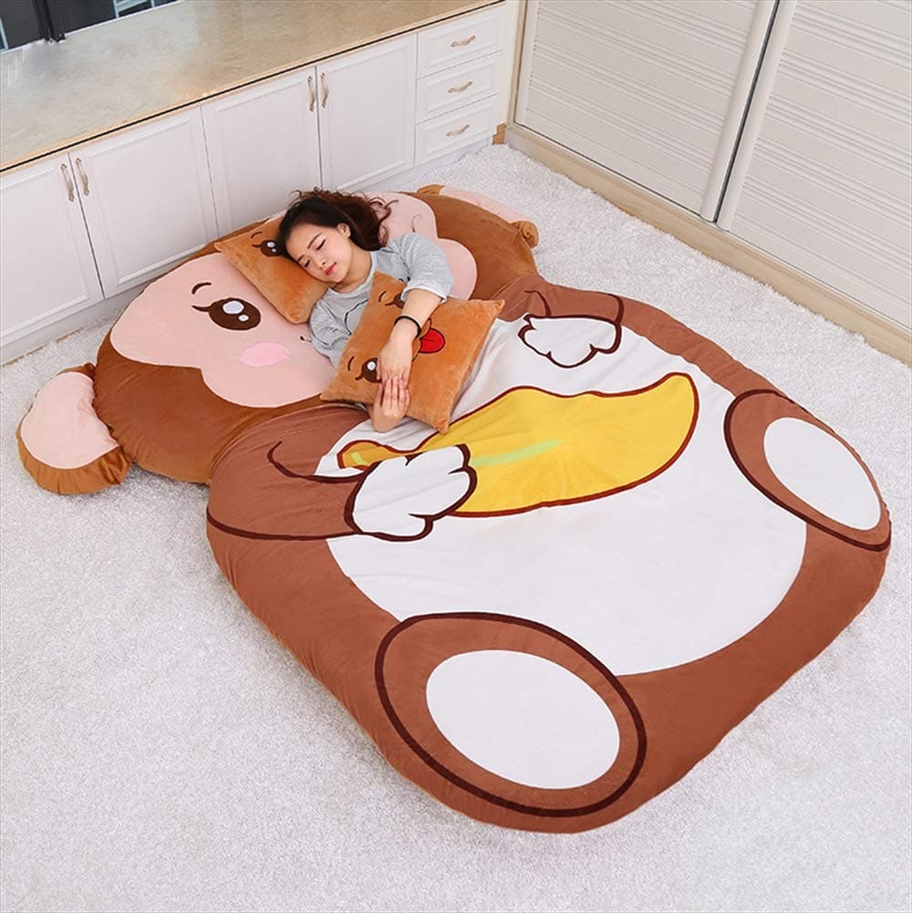 Wdj Huge Size Design Cute Soft Bed Totoro Lazy Sofa Bedroom Bed Sleeping Bag 100% Cotton Mattress Cover+2 Pillows,150cm200cm