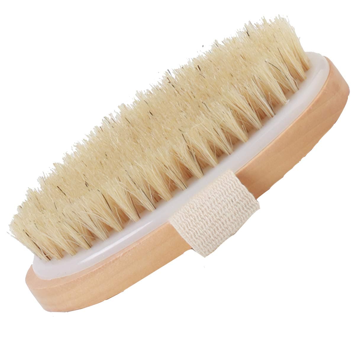 COOBA Dry Body Brushing Bath Brush Set Include Oval Shaped Handy Palm Body Brush and Wooden Comb 100% Natural Bristles Good for Health and Beauty
