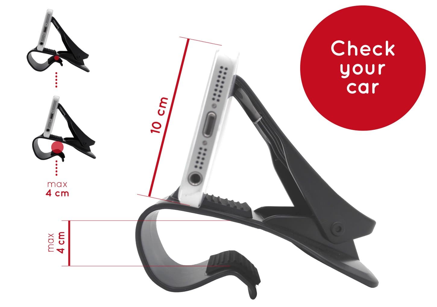 Head-on Smartphone Holder EasyClip For Dashboard – Without Suction Cup – compatible with FIESTA - CORSA - GOLF - POLO - PUNTO