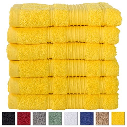 All Design Towels 6 Pack Hand Towels Set Premium Quality | Thirsty Absorbent Soft & Plush Turkish Cotton - Yellow…