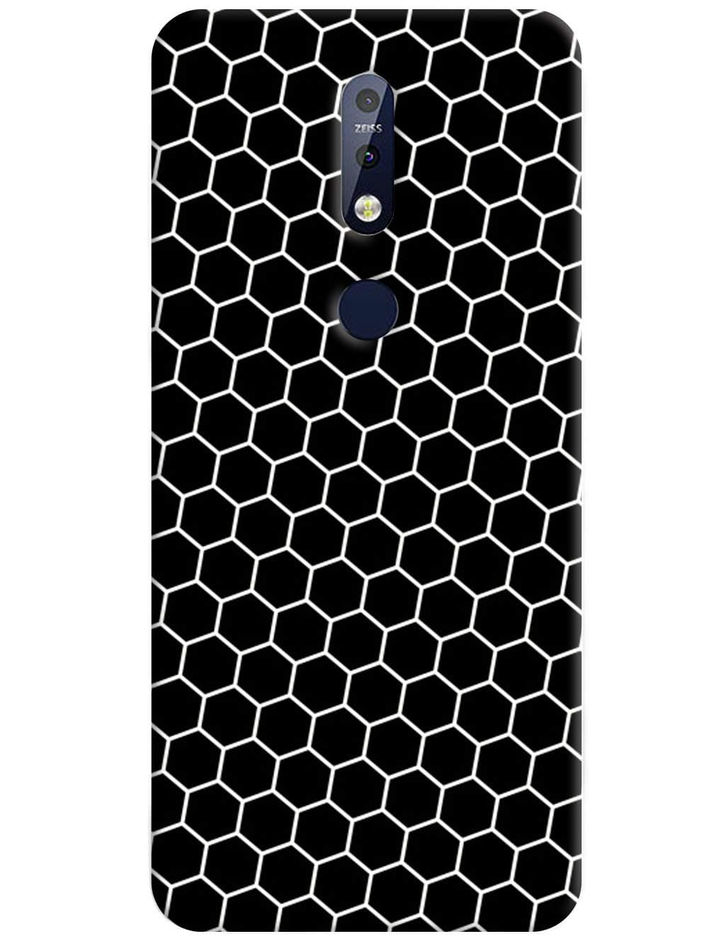 Humor Gang Hexagon Black and White Pattern Printed Design TPU Slim Soft Transparent Clear Flexible Silicon Mobile Back Cover for Nokia 7.1"