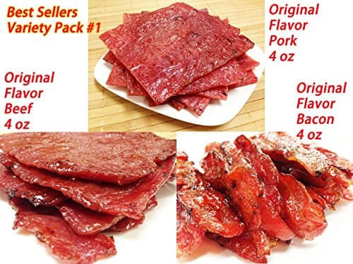 Variety Pack #1 - Original Flavor Pork (4 oz), Original Beef (4 oz), Original Bacon (4 oz)