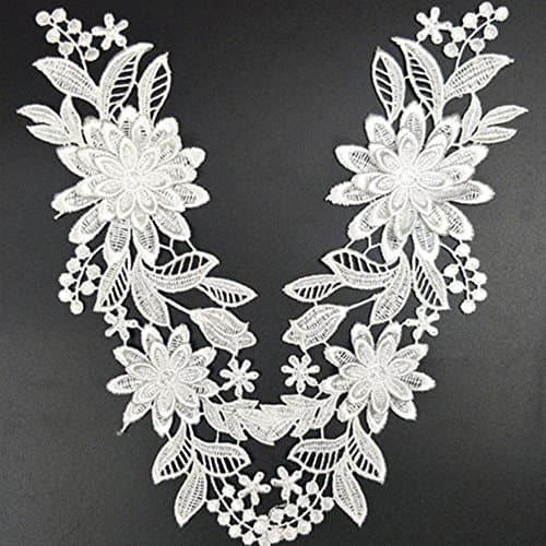 USJee 1 Pair White Lace Flower Applique Patch Embroidery Sewing Craft Decoration