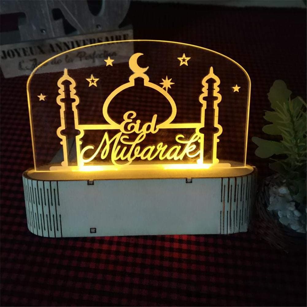 Tingtin 3D Mubarak LED Desk Lamp Eid al-Fitr Decorative Ramadan Kareem Night Light Mubarak Table Light Creative Home Decoration