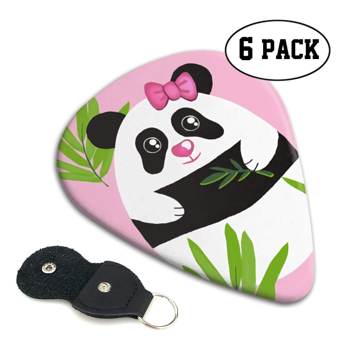 QVRQ Panda Pink Celluloid Medium Picks Sampler Guitar Pick 6 Pack