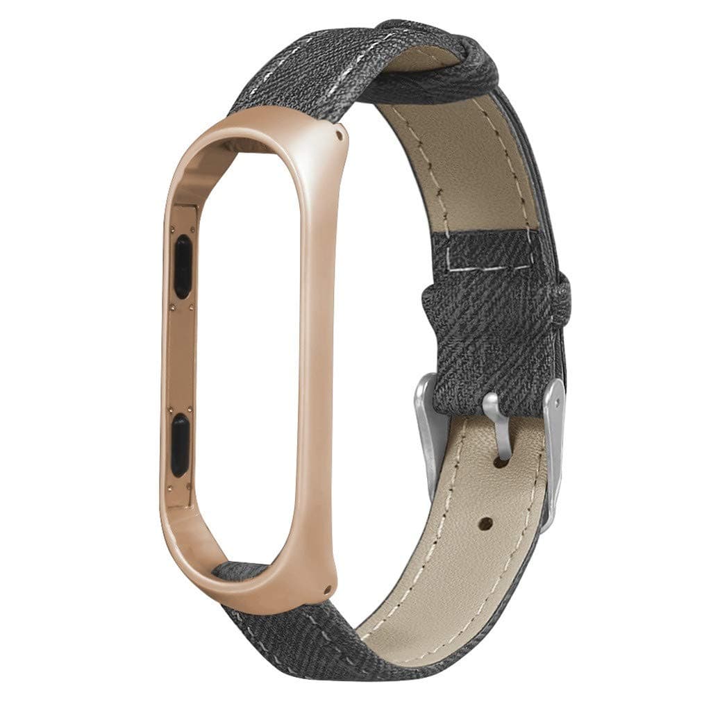TeaBoy Leather Bands Compatible with Xiaomi Mi Band 4/3, Replacement Sport Slim Demin with Leather Band Accessories Bracelet Wristbands Strap Compatible with Xiaomi Mi Band 4