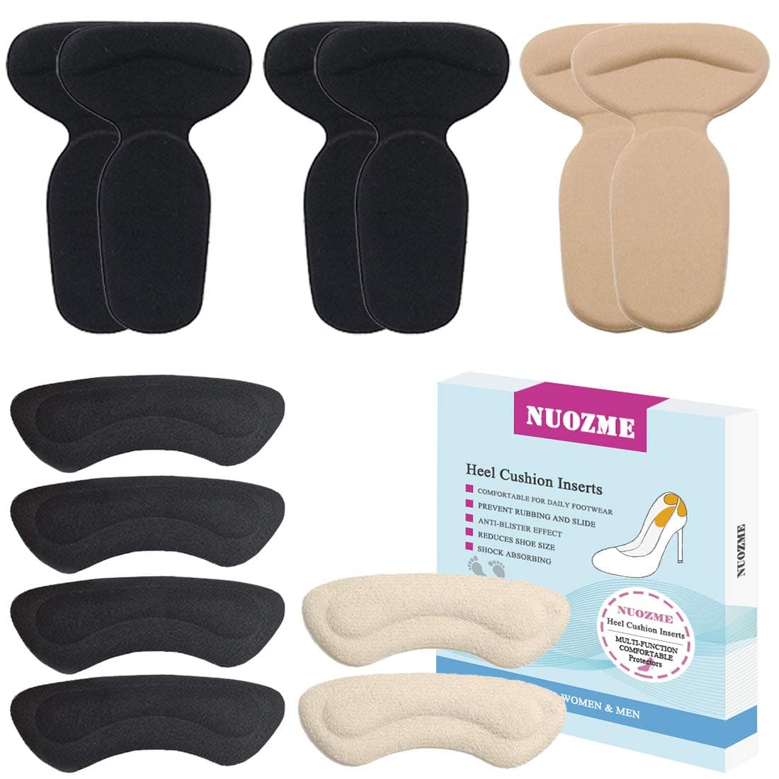 Heel Grips Heel Cushion Inserts Reusable Self-Adhesive Non-Slip Heel Pads Liners for Men's and Women's Loose Shoes, Preventing Heel Slipping, Rubbing, Comfortable Shoe Pads Inserts -6 Pairs