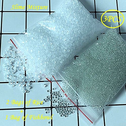 Fishbowl Beads and Rice Beads for Slime Clear Plastic Vase Filler Bead for Crunchy Homemade Slime Arts DIY Crafts 3 Bags in 2 Styles