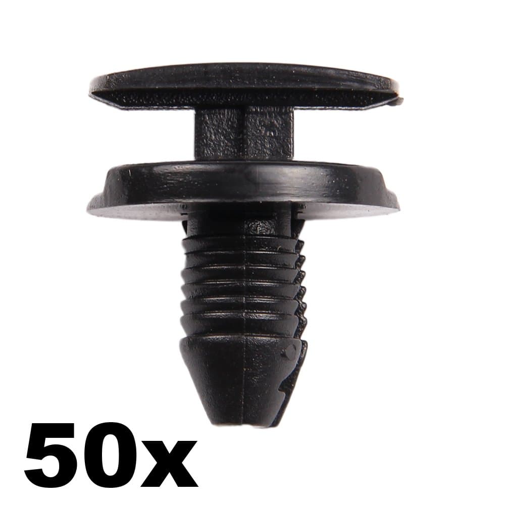 New 50x 8mm Hole Wheel Arch Lining, Undertray & Splashguard Plastic Trim Clips / Rivet for Peugeot