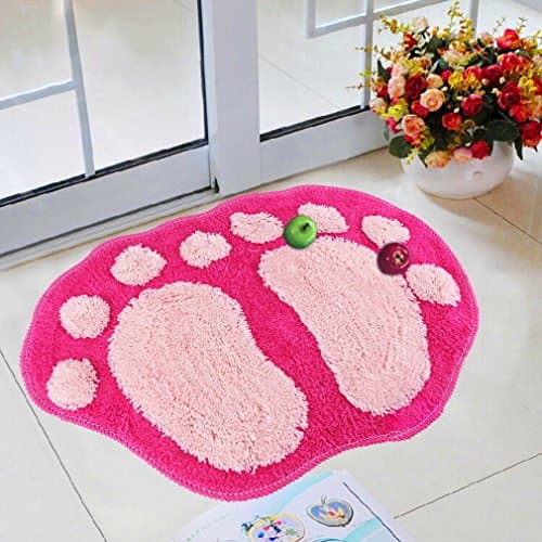 Rug Sets Reliable Absorbent Soft Big Feet Bath Bathroom Rug Set Bathroom Floor Shower Mat Rug Non-slip (Pink)