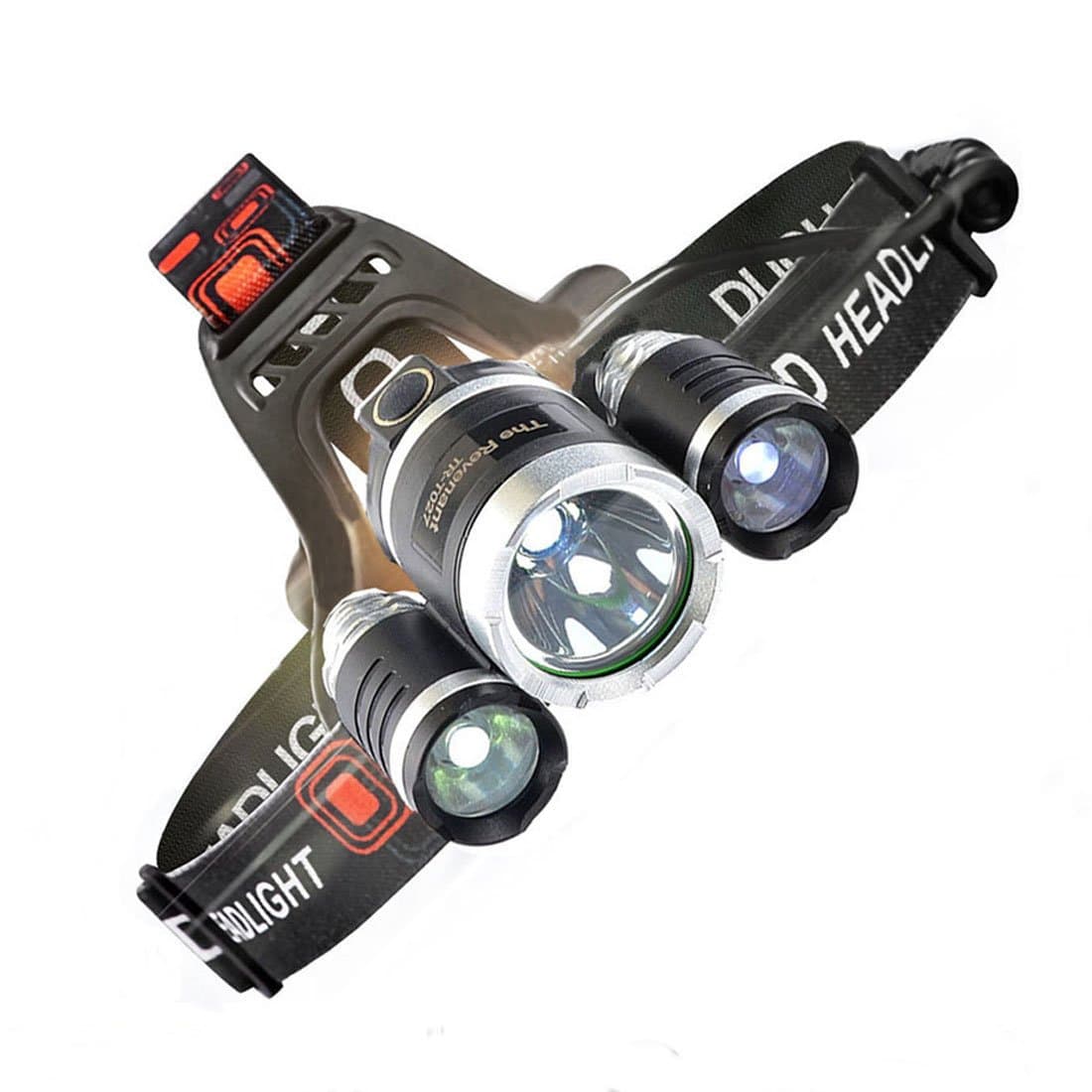 LED Headlamp, 6000 Lumens Max 4 Modes Waterproof Head Flashlight Light with 2 Rechargeable Batteries, USB Cable, Wall Charger and Car Charger for Running or Camping Outdoor Sports