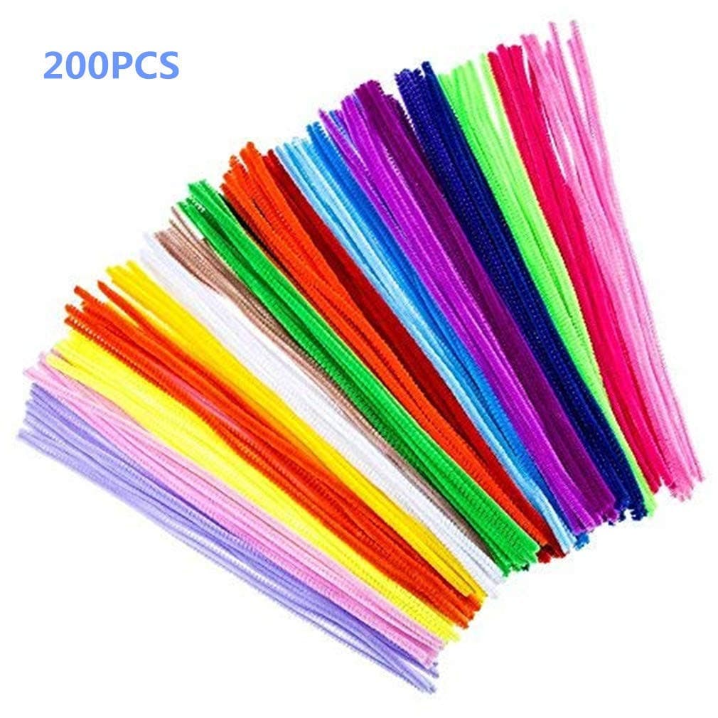 Craft Pipe Cleaners 6 mm x 12 Inch Chenille Stems for Kids Toys DIY Art Craft Decorations Scrapbooking Embellishments Random Color Pack of 200